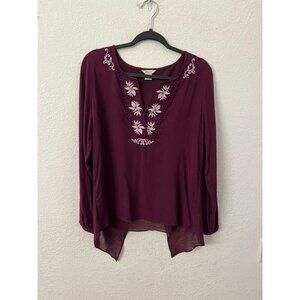 Ariat wine purple embroidered blouse women size medium